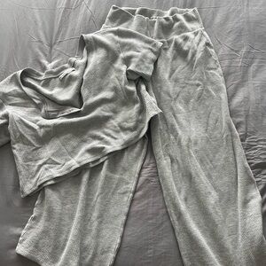 Cozy Knit Lounge Set in Light Gray